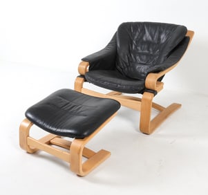 SVEND SKIPPER 'APOLLO' LEATHER LOUNGE CHAIR