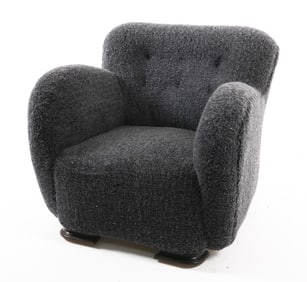 FLEMMING LASSEN STYLE DANISH LAMBS WOOL EASY CHAIR
