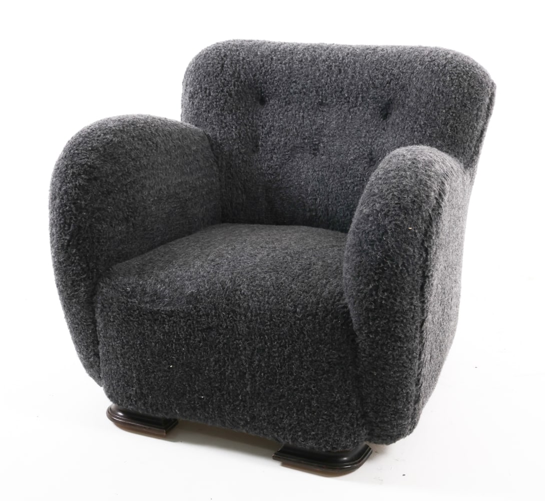 FLEMMING LASSEN STYLE DANISH LAMBS WOOL EASY CHAIR (1 of 14)