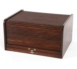 SCANDINAVIAN OAK TAMBOUR SILVERWARE CHEST