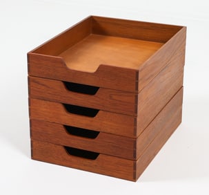 MOGENS KOCH STYLE DANISH TEAK LETTER TRAY GROUP
