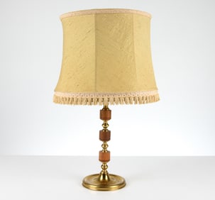 SWEDISH TEAK & BRASS TABLE LAMP C. 1960S