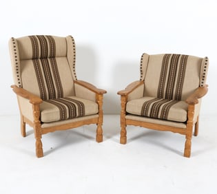 PAIR OF KJAERNULF STYLE DANISH OAK LOUNGE CHAIRS
