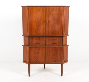 DANISH TEAK CORNER SERVING CABINET C. 1960S