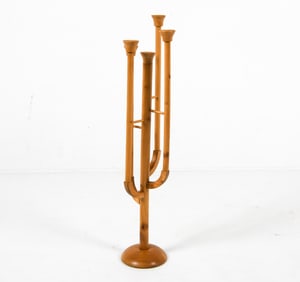 SCANDINAVIAN MAPLE CANDLE STICK HOLDER C. 1960S