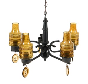 ERIK HOGLUND IRON & GLASS CHANDELIER