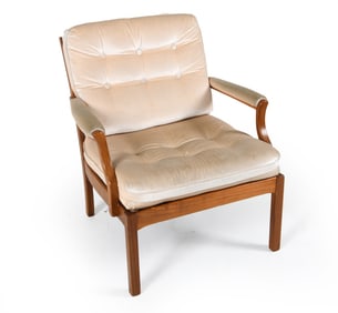 BRODERNA ANDERSSON TEAK & VELOUR LOUNGE CHAIR