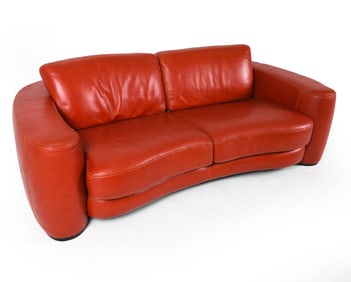POLO DIVANI ITALIAN RED LEATHER SOFA