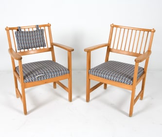 PAIR YNGVE EKSTROM SWEDISH PINE CHAIRS C. 1970S