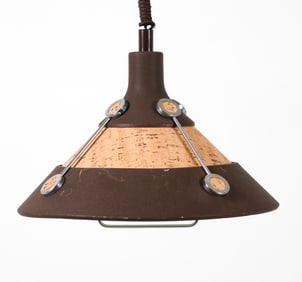 DANISH CORK & METAL PENDANT LIGHT C. 1970S