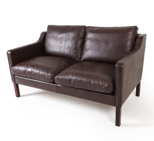 STOUBY DANISH LEATHER LOVESEAT SOFA