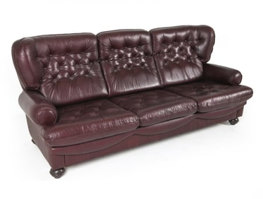 SCANDINAVIAN TUFTED LEATHER SOFA