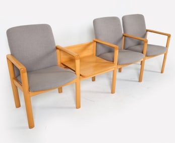 DANISH BEECH SEATING SUITE W/ TABLE, C.1980'S