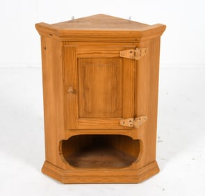 SWEDISH PINE CORNER WALL CABINET C. 1970S