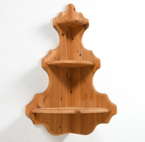 SWEDISH PINE CORNER WALL SHELF C. 1960S