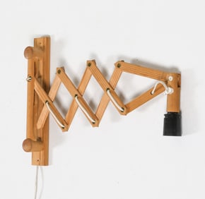 DANISH PINE SCISSOR WALL SCONCE C. 1960S