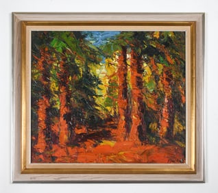 DANISH IMPRESSIONIST FOREST PAINTING O/C