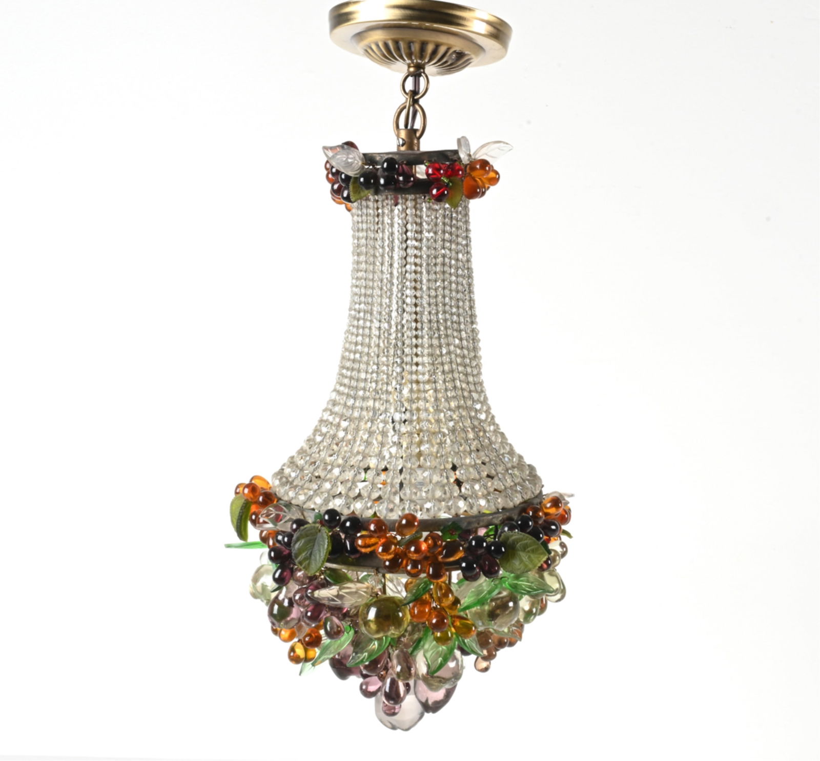 VINTAGE CZECH BEADED ART GLASS FRUIT CHANDELIER (1 of 18)