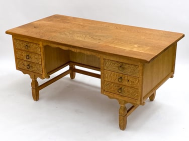 HENNING KJAERNULF DANISH OAK EXECUTIVE DESK 1970S