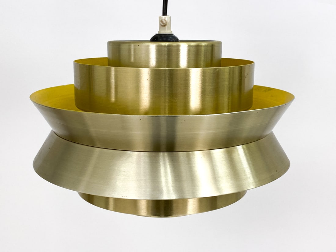 CARL THORE 'TRAVA' PENDANT LIGHT C. 1960S: For Granhaga. . Sweden, circa 1960s. Dimensions: H 7.5" x Dia. 11". Condition: Wiring untested. Minor scuffs and scratches. Wear consistent with age and use.