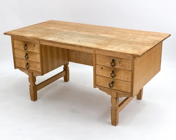 HENNING KJAERNULF DANISH OAK EXECUTIVE DESK 1970S