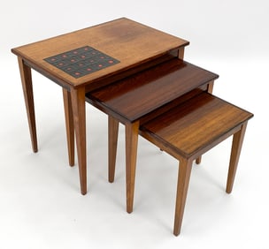 DANISH ROSEWOOD & CERAMIC TILE NESTING TABLES