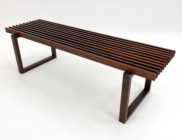 MID-CENTURY DANISH ROSEWOOD SLAT BENCH