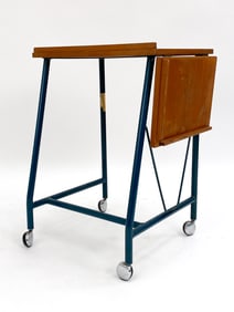 DANISH TEAK ROLLING SIDE TABLE TYPEWRITER STAND