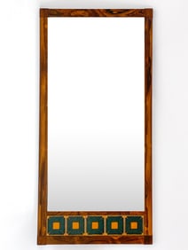 MID-CENTURY DANISH ROSEWOOD & TILE WALL MIRROR