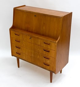 PMJ DANISH TEAK SLANT FRONT SECRETARY DESK