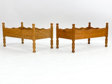 PAIR OF KJAERNULF STYLE DANISH OAK PLANTER TABLES