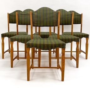 6 HENNING KJAERNULF STYLE DANISH OAK DINING CHAIRS