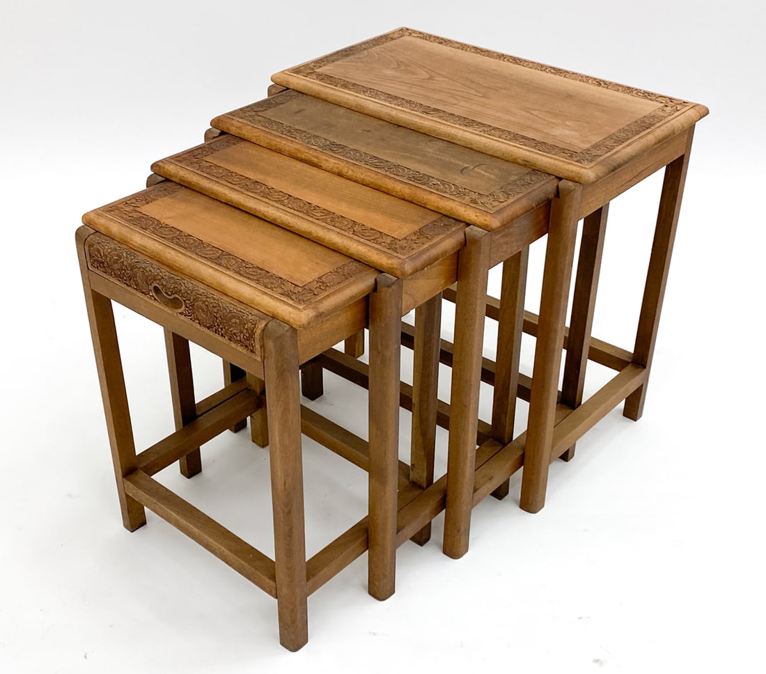 SCANDINAVIAN CARVED NESTING TABLES (1 of 20)