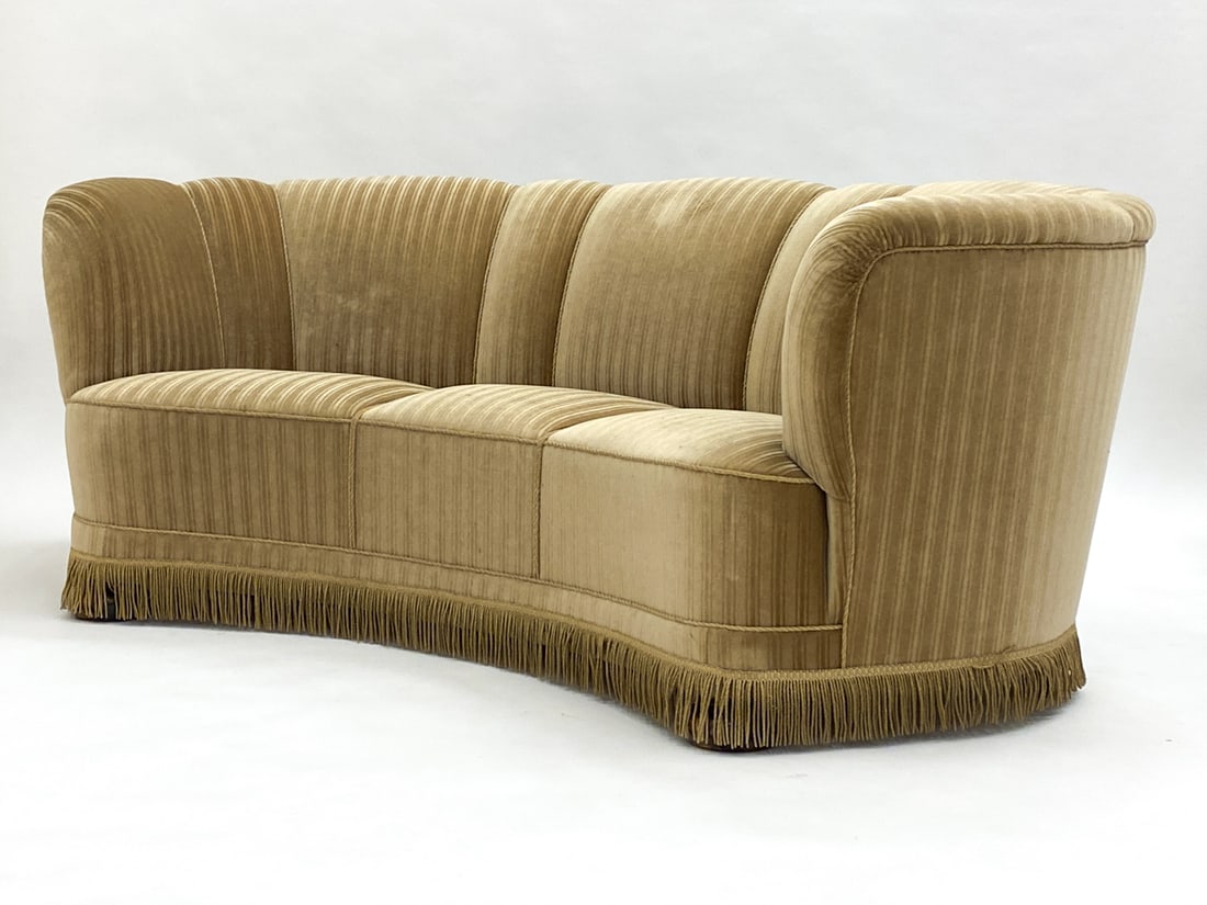 ATTR. SLAGELSE DANISH MOHAIR BANANA SOFA C. 1950S (1 of 16)