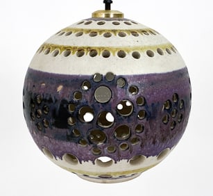 DANISH CERAMIC GLOBE PENDANT LIGHT C. 1970S