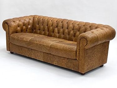 CHESTERFIELD STYLE LEATHER SOFA C. 1960S