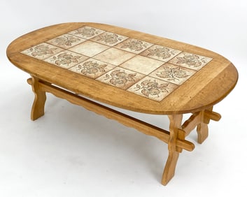 DANISH OAK & CERAMIC COFFEE TABLE C. 1970S