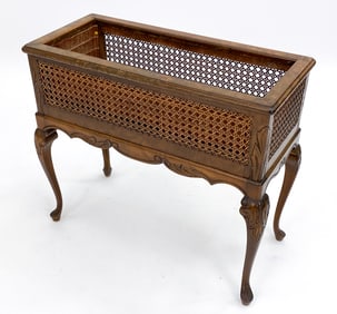 SCANDINAVIAN OAK & CANE PLANTER C. 1940S