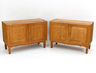 PAIR HENNING KJAERNULF STYLE DANISH OAK CABINETS
