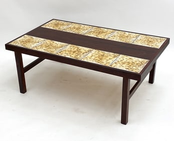 DANISH ROSEWOOD & CERAMIC TILE COFFEE TABLE 1970S