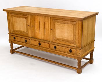 HENNING KJAERNULF STYLE DANISH OAK SIDEBOARD 1970S