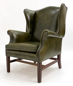 CHESTERFIELD STYLE LEATHER WINGBACK LOUNGE CHAIR