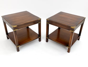 PAIR OF SCANDINAVIAN CAMPAIGN STYLE SIDE TABLES