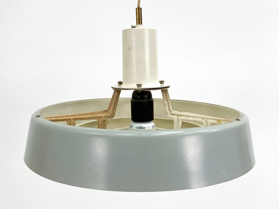 JO HAMMERBORG PROTOTYPE PENDANT LIGHT C. 1960S: For Fog & Morup. Concentric metal shades. Denmark, circa 1960s. Dimensions: H 11.75" x Dia. 13.5". Condition: Wiring untested. Some peeling to wire. Minor oxidation to metal. Wear consistent with age