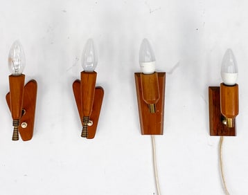(4) DANISH TEAK & ROSEWOOD WALL SCONCES C. 1970S