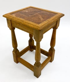 DANISH OAK & CERAMIC SIDE TABLE C. 1970S