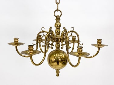 VINTAGE DUTCH BRASS CANDLE CHANDELIER