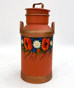 DANISH PAINT DECORATED MILK CHURN OR CAN