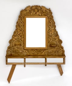 SCANDINAVIAN CARVED PINE WALL MIRROR C. 1912
