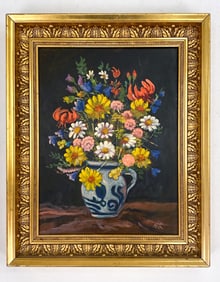 DANISH FLORAL STILL LIFE O/B PAINTING